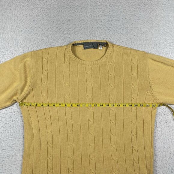 Oscar‎ De La Renta Sweater Mens XL Yellow Cable Knit Preppy Office Casual Work - Picture 10 of 14